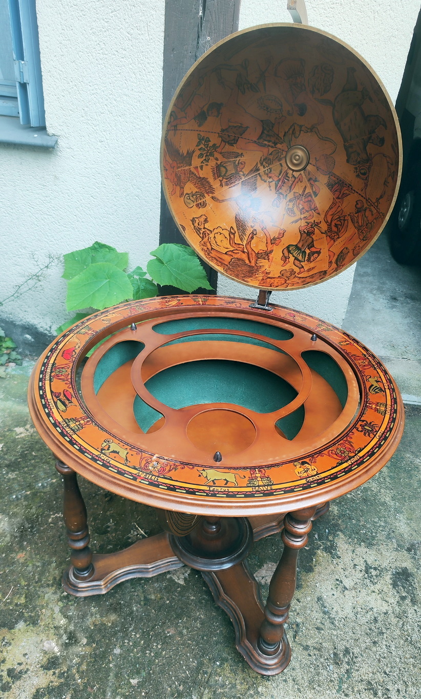 A Vintage French Atlas Globe-Bar Cabinet 